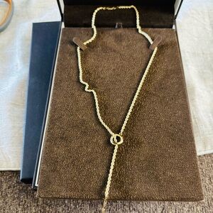 Lariat Rope Necklace 10K Yellow Gold 17”